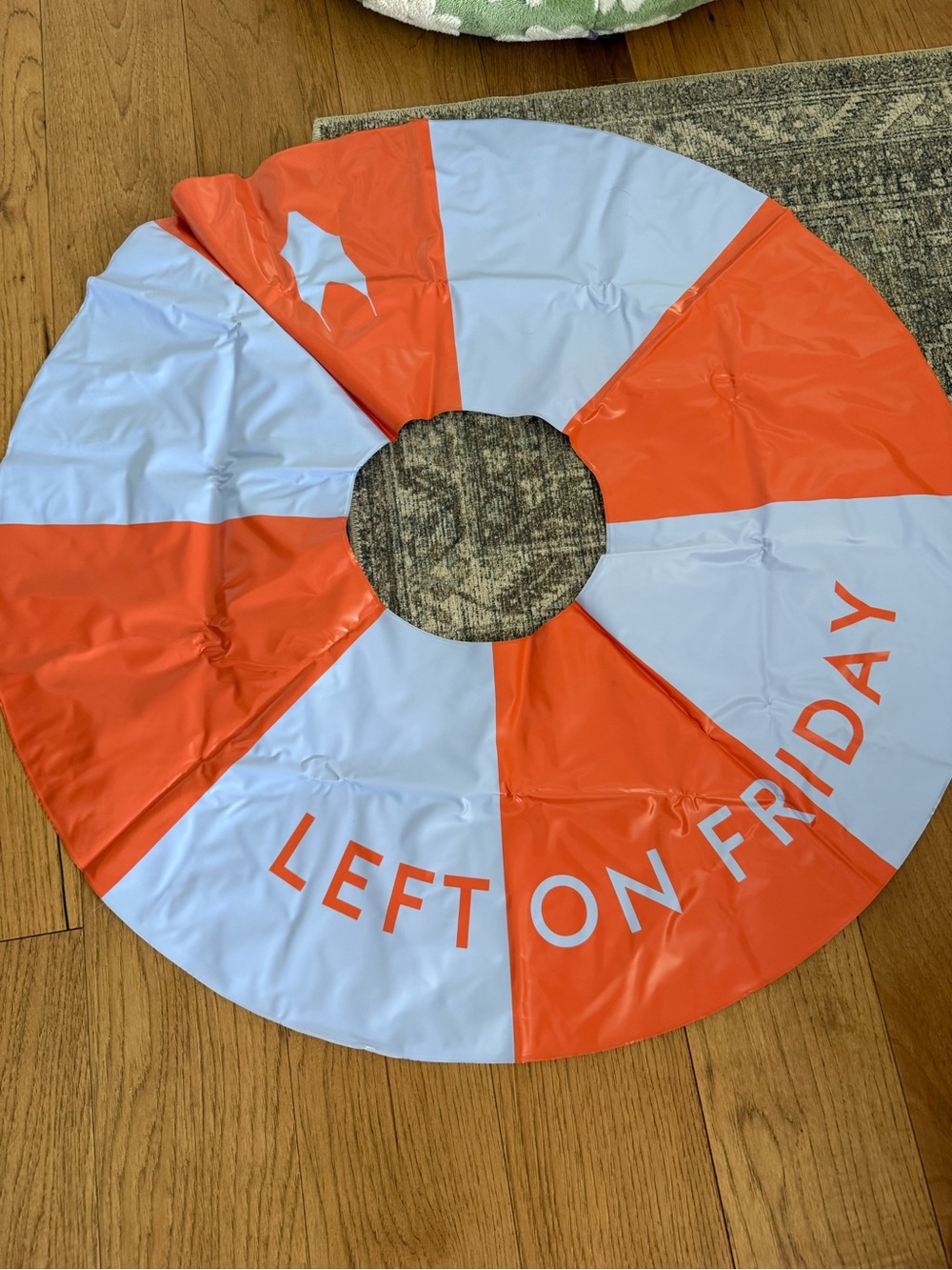 Left On Friday Orange and Lavender Striped Pool Float